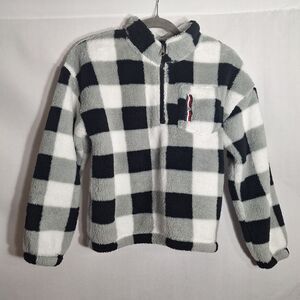 Tommy Hilfiger Sweatshirt Faux Sherpa Fleece Pull Over Checker Youth Large